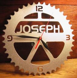 Personalized Bike Sprocket Clock Real Steel Metal Art, Handmade Usa