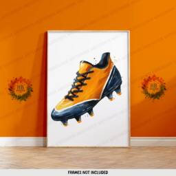 Boys Football Wall Art - Set Of 3 Posters - Custom Bedroom Decor Kids Prints Soccer Artwork Orange Personalised Footballer Gift - thumbnail 3