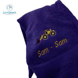 Digger Truck Towel - Personalised Face Cloth/Hand Bath = Embroidered With & Text - thumbnail 3