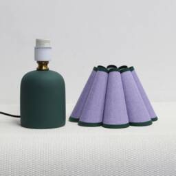 Handmade Scallop Purple Fabric Lamp With Dark Green Ceramic Base-58# - thumbnail 3