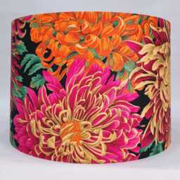 Bright Floral Kaffe Fassett Japanese Chrysanthemum Fabric Lampshade Red, Orange, Pink - thumbnail 3