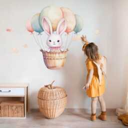 Flight in The Sky Wall Stickers For Children's Room, Beige Kids Room Decor, Animals Decal Baby Self Adhesive - thumbnail 3