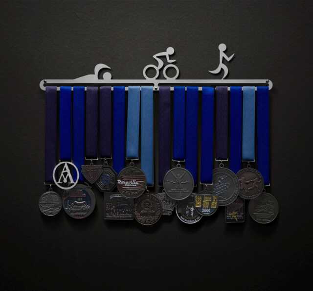 Triathlon Figures - No Text Male, Female, Or Stylized Figures Allied Medal Hanger Holder Display Rack - image 1