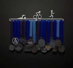 Triathlon Figures - No Text Male, Female, Or Stylized Figures Allied Medal Hanger Holder Display Rack - thumbnail 1