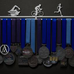 Triathlon Figures - No Text Male, Female, Or Stylized Figures Allied Medal Hanger Holder Display Rack - thumbnail 2