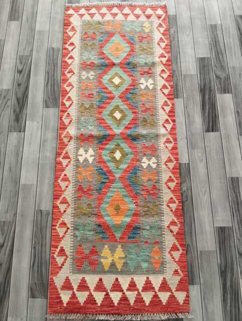 Kilim Runner Classic, Handmade Artisan Afghan Turkish Persian Qashqai Navajo Bohemian Natural Wool Flatweave Rug 190x70 cm - image 1
