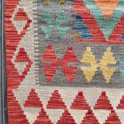 Kilim Runner Classic, Handmade Artisan Afghan Turkish Persian Qashqai Navajo Bohemian Natural Wool Flatweave Rug 190x70 cm - thumbnail 2