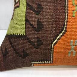 Vintage Turkish Kilim Pillow Cover, Handwoven Accent - 20x20 - thumbnail 3