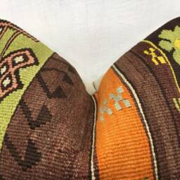 Vintage Turkish Kilim Pillow Cover, Handwoven Accent - 20x20 - thumbnail 2