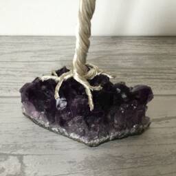 Purple Gem Tree. Large Gemstone Amethyst Crystal Wire Sculpture. Natural Stone Silver Plated Wire Sculpture Handmade Birthday Gift - thumbnail 2
