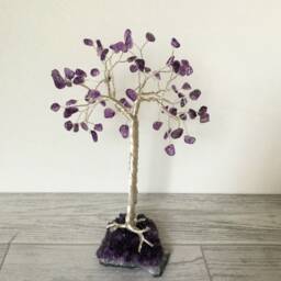 Purple Gem Tree. Large Gemstone Amethyst Crystal Wire Sculpture. Natural Stone Silver Plated Wire Sculpture Handmade Birthday Gift - thumbnail 4