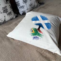 South African Roots Flag Scotland Scottish Saltire Tree Herritage Housewarming New Home Country Immigration Gift Family White Cushion Pillow - thumbnail 3