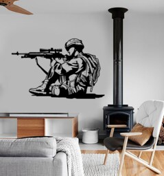 Wall Vinyl Marine Soldier Rifle Guaranteed Quality Decal Mural Art 1649Dz - thumbnail 1