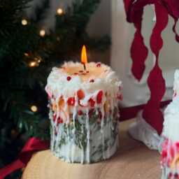 Christmas Candle Rustic Holiday Decor With Fir Sprigs, Orange & Spices - thumbnail 2