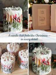 Christmas Candle Rustic Holiday Decor With Fir Sprigs, Orange & Spices - thumbnail 3