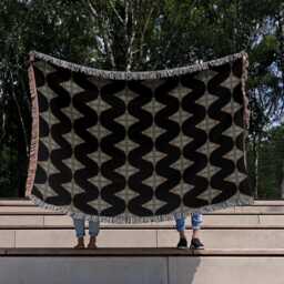 Psychedelic Earth Tone Waves Woven Throw Blanket - thumbnail 2