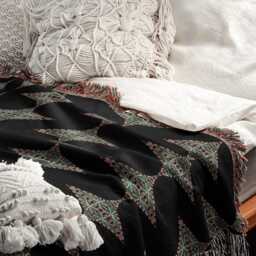 Psychedelic Earth Tone Waves Woven Throw Blanket - thumbnail 4