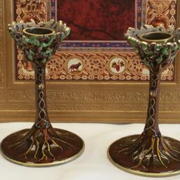 Tree Of Life Candlesticks in Brown Earth Tones. Shabbat Candle Holders, Shabbos Candlsticks - thumbnail 2