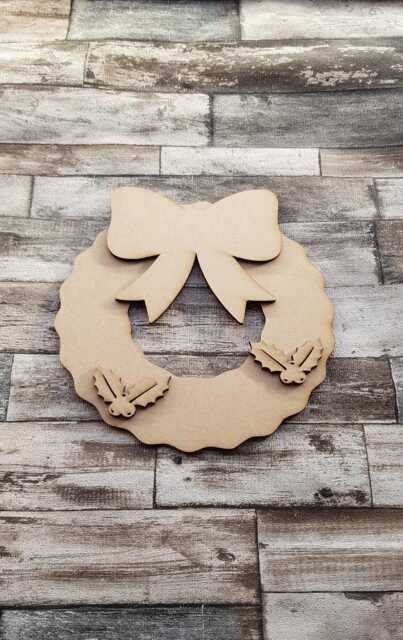 Christmas Wreath Craft Blanks Kit Bow Holly Hanger - image 1