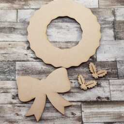 Christmas Wreath Craft Blanks Kit Bow Holly Hanger - thumbnail 3