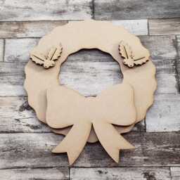 Christmas Wreath Craft Blanks Kit Bow Holly Hanger - thumbnail 2