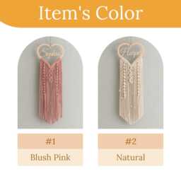 Baby Shower Gift, Boho Nursery Art, Heart Name Sign, Girl Decor, Sign Above Crib, Custom Macrame Wall Hanging V96 - thumbnail 3