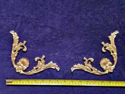 Pair Ornate Applique Panel Louis Xv Floral Gilt White French Style Decorative Wall Furniture Onlay Moulding Pediment Plastic Decoration - thumbnail 1