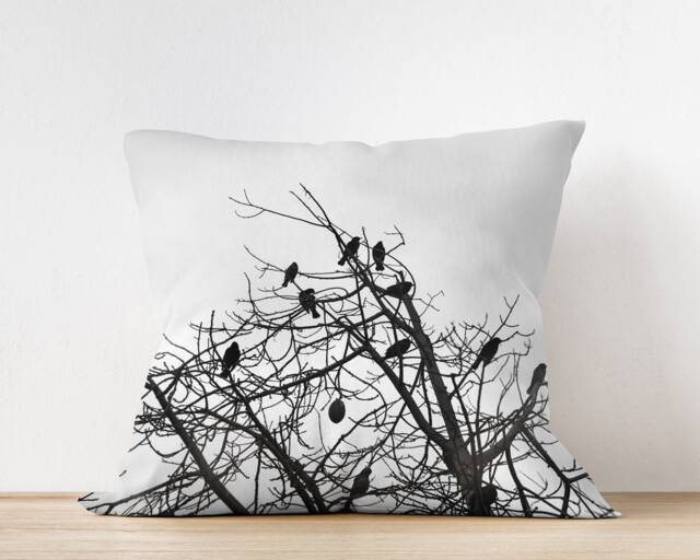 Bird Throw Pillow - Home Decor Cushion Gothic Pillow Nature - image 1