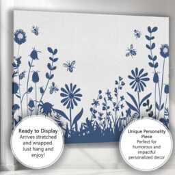 Wildflower Meadow Bees Botanical Silhouette Nature Illustration Canvas Wall Art Print Decor Picture Ready To Hang - thumbnail 3