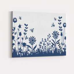 Wildflower Meadow Bees Botanical Silhouette Nature Illustration Canvas Wall Art Print Decor Picture Ready To Hang - thumbnail 4