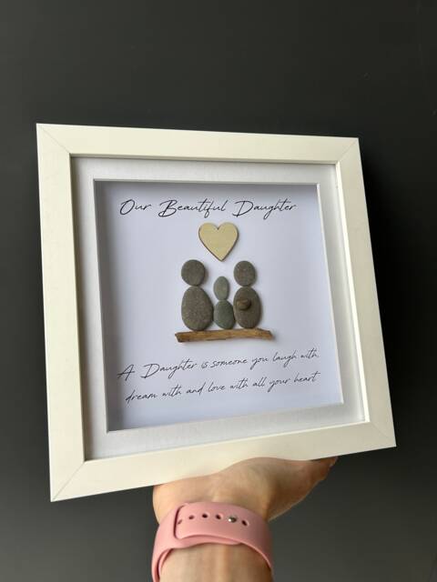 Personalised Daughter Pebble Art Frame, Birthday Gift, Verse From Parents - image 1