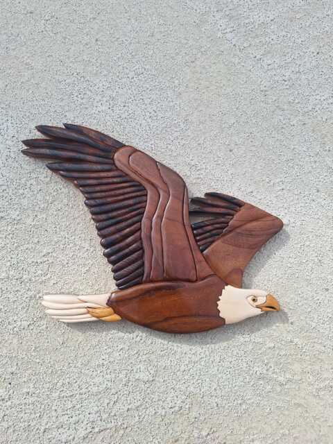 Eagle ??ntarsia Wall Decor, Bird, Wild Life, Birds, Intarsia Wood Art, Carving, Wooden, Wooden Eagle, Wooden Art, 3D Decor - image 1
