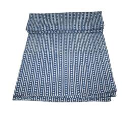Indigo Blue Kantha Bed Cover Hand-Printed Cotton Quilt - 90x108Floral Print Bedspread Throw - thumbnail 1