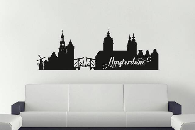 Amsterdam Wall Decal, Skyline Vinyl Decal. Home Decor, Netherlands Bedroom Decor Sticker, Office Decal - image 1