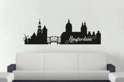Amsterdam Wall Decal, Skyline Vinyl Decal. Home Decor, Netherlands Bedroom Decor Sticker, Office Decal - thumbnail 1
