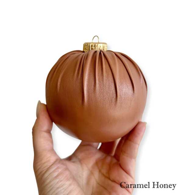 Faux Leather Christmas Ball Ornament Rustic Holiday Decor - image 1
