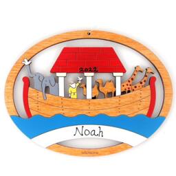 Personalized Noah's Ark Christmas Ornament - Wood, Laser Cut, Hand Painted - thumbnail 2