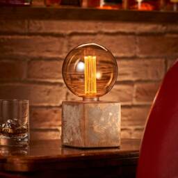 Auraglow Mysa Modern Contemporary Lamp Bronzed Effect Stone Cement Cube Bedside Desk Table Lamp/Light - thumbnail 3