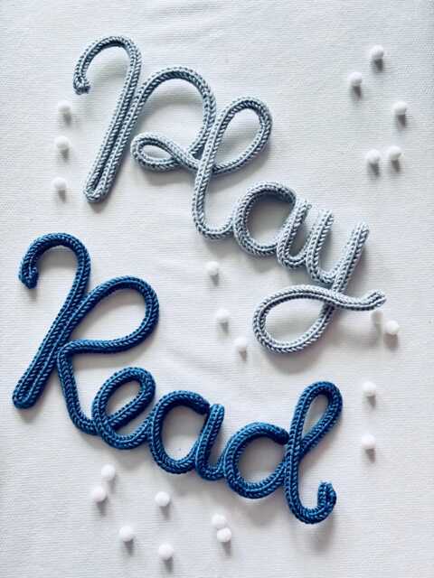 Knitted Wire Word Sign Read Play Wild - Nursery Wall Decor - image 1