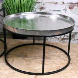 Savani Large Round Metal Table Set Distressed Silver - thumbnail 2
