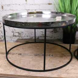 Savani Large Round Metal Table Set Distressed Silver - thumbnail 3
