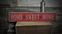 Primitive Home Sweet Wooden Sign, Rustic Wall Decor - thumbnail 1