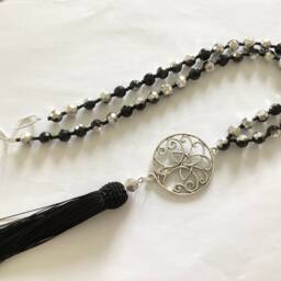 Black Silver Crystal Glass Handmade Beaded Curtain Tie Backs - thumbnail 2