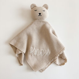 Personalized Embroidered Baby Lovey - Knit Animal Blanket Newborn Gift Custom Shower