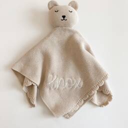 Personalized Embroidered Baby Lovey - Knit Animal Blanket Newborn Gift Custom Shower - thumbnail 2