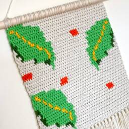 Wall Pendant Green Plants, Fringed Leaf Tapestry, Wall Decoration Pendant, Original Handmade Design, Boho - thumbnail 2