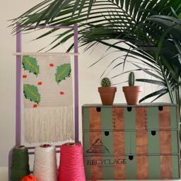 Wall Pendant Green Plants, Fringed Leaf Tapestry, Wall Decoration Pendant, Original Handmade Design, Boho - thumbnail 3