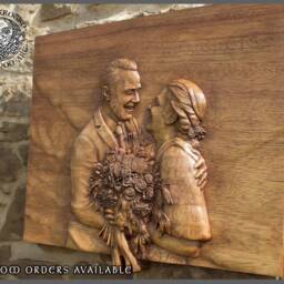 Custom Wood Carved Portrait, Personalized Fine Art Sculpture - thumbnail 3
