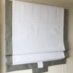 Custom Flat Roman Shade With Border & Scalloped Bottom - thumbnail 2