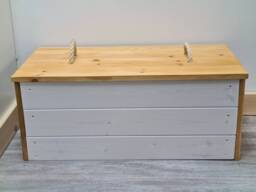storage Ottoman Solid Wooden Chest Rope Handle Trunk
